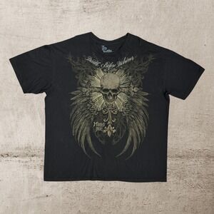 Vintage‎ Y2K Miami Ink T-Shirt Mens XL Black Grunge Affliction Style Graphic